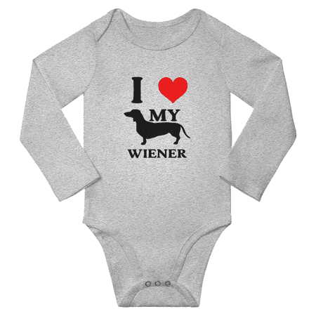 I Love My Wiener Dachshund Dog Funny Baby Long Sleeve Bodysuit Boy Girl Unisex (Gray 6-12M)
I Love My Wiener Dachshund Dog Funny Baby Long Sleeve Bodysuit Boy Girl Unisex (Gray 6-12M)