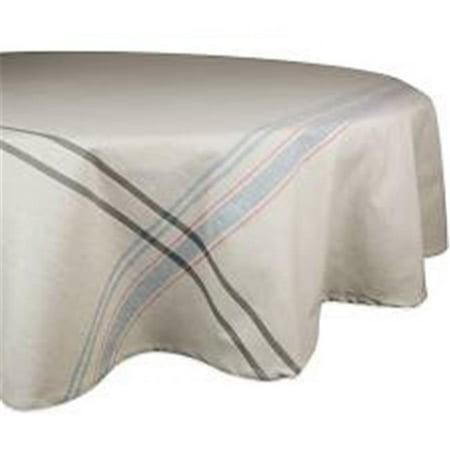 Gray French Stripe Tablecloth 70 inch Round