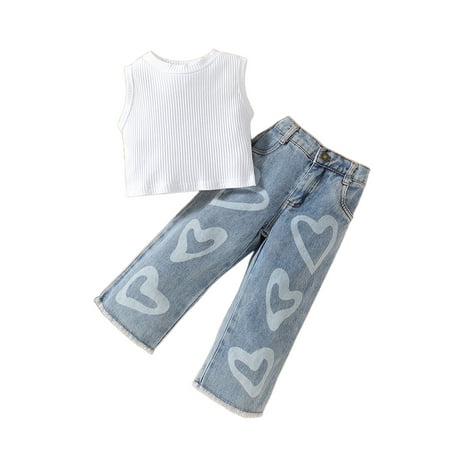LAPAKIDS Summer Toddler Girl Clothes Sleeveless Tank Top + Heart Print Denim Pants Jeans Outfits 18-24 Months
LAPAKIDS Summer Toddler Girl Clothes Sleeveless Tank Top + Heart Print Denim Pants Jeans Outfits 18-24 Months