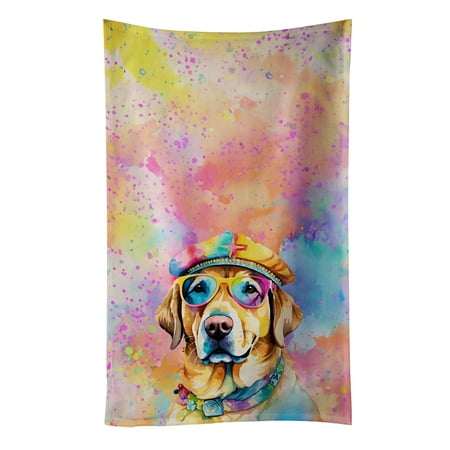 Yellow Labrador Hippie Dawg Kitchen Towel 15 in x 25 in