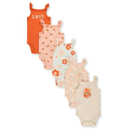 Carter s Baby Girls 5-Pack Bodysuits - orange/multi 24 months (Infant)