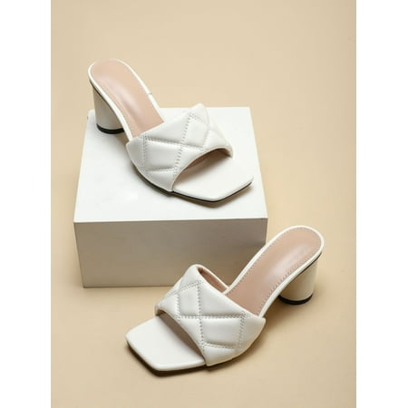 Quilted Chunky Heeled Mule Sandals Women‘s Footwear