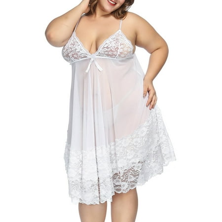 Frontwalk Womens Sexy Plus Size Nightdress Solid V Neck Langerie Lace Chemise Dresses Loose See-through Nighties
Frontwalk Womens Sexy Plus Size Nightdress Solid V Neck Langerie Lace Chemise Dresses Loose See-through Nighties