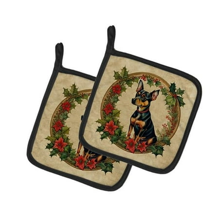 7.5 x 7.5 in. Unisex Miniature Pinscher Christmas Flowers Pair of Pot Holders
7.5 x 7.5 in. Unisex Miniature Pinscher Christmas Flowers Pair of Pot Holders