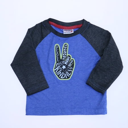 Pre-owned Mish Boys Boys Blue | Gray Long Sleeve T-Shirt size: 12 Months