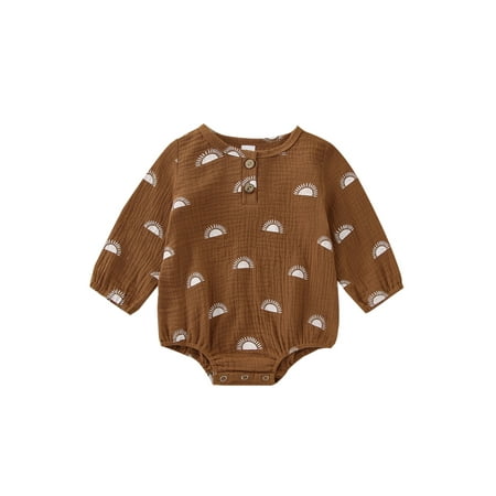 Unisex Baby Romper Long Sleeve Baby Girl Boy Sun Print Bodysuit Button Up Jumpsuit Fall Winter One Piece Outfit Clothes
Unisex Baby Romper Long Sleeve Baby Girl Boy Sun Print Bodysuit Button Up Jumpsuit Fall Winter One Piece Outfit Clothes