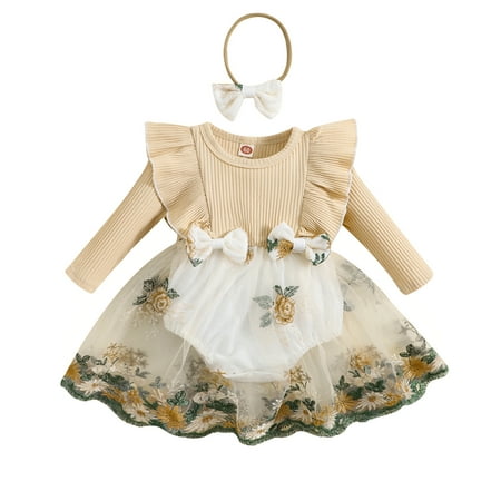 Baby Girls 2 Piece Outfits 3 6 12 18 24M Embroidery Long Sleeves Romper Dress and Cute Headband for Toddler Infant Fall
Baby Girls 2 Piece Outfits 3 6 12 18 24M Embroidery Long Sleeves Romper Dress and Cute Headband for Toddler Infant Fall