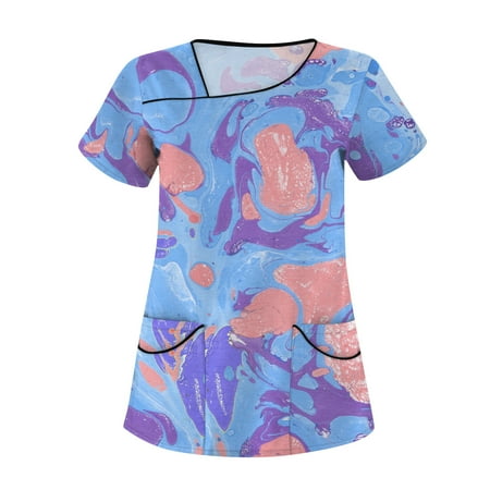 Yubatuo Independence Day Women Plus Size Scrubs Top with Pockets V-Neck Short Sleeve Printed Work Blouse for Women Blue L
Yubatuo Independence Day Women Plus Size Scrubs Top with Pockets V-Neck Short Sleeve Printed Work Blouse for Women Blue L