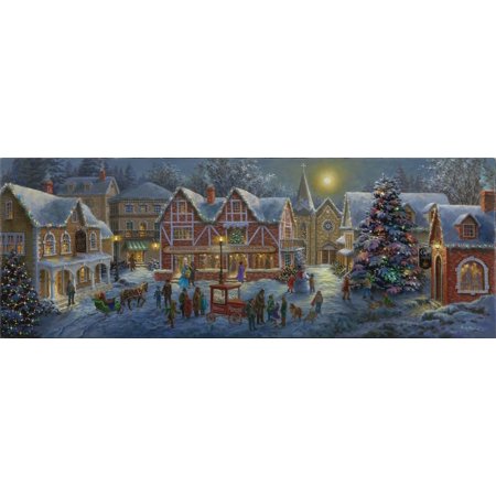Christmas Village Panoramic-NICBOE82778 Print 13"x36" by Nicky Boehme in a Un (Print Only)