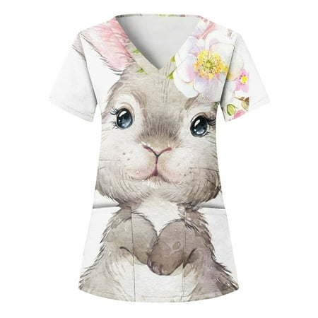 Women Working Scrubs Top Cartoon Animals Printed Short Sleeve V-Neck Holiday Cute Blouse Tops With Pockets Female Clothes
Women Working Scrubs Top Cartoon Animals Printed Short Sleeve V-Neck Holiday Cute Blouse Tops With Pockets Female Clothes