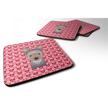 Yorkie Puppy Hearts Foam Coasters - Set of 4