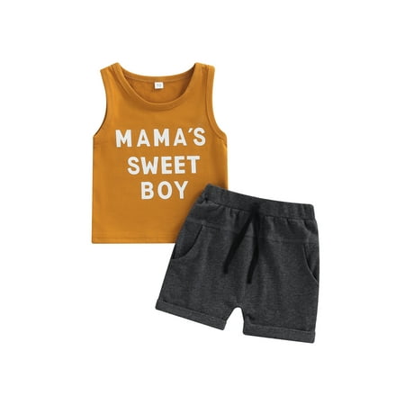 Nokpsedcb Infant Baby Boys 2Pcs Outfits Letter Print Round Neck Sleeveless Tank Tops + Solid Color Shorts Summer Sets Yellowish-Brown 0-6 Months
Nokpsedcb Infant Baby Boys 2Pcs Outfits Letter Print Round Neck Sleeveless Tank Tops + Solid Color Shorts Summer Sets Yellowish-Brown 0-6 Months