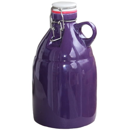 64oz Purple Stonefire Ceramic Beer Growler with Flip Top Lid