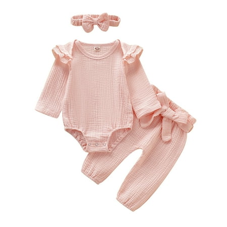 Kucnuzki 6 Months Baby Girl Fall-Winter Outfits Pants Sets 12 Months Long Sleeve Solid Color Comfort Romper Tops Elastic Pants Headband 3PCS Set Pink
Kucnuzki 6 Months Baby Girl Fall-Winter Outfits Pants Sets 12 Months Long Sleeve Solid Color Comfort Romper Tops Elastic Pants Headband 3PCS Set Pink