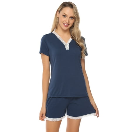 Doaraha Womens Pajamas Set Short Sleeve Sleepwear Button Down Nightwear Shorts Soft Pj Sets
Doaraha Womens Pajamas Set Short Sleeve Sleepwear Button Down Nightwear Shorts Soft Pj Sets