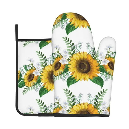 Vsdgher Sunflowers (2) Oven Mitts and Pot Holders 2 pcs Set High Heat Resistant Kitchen Oven Glove for Baking and Cooking
Vsdgher Sunflowers (2) Oven Mitts and Pot Holders 2 pcs Set High Heat Resistant Kitchen Oven Glove for Baking and Cooking