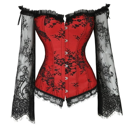 Follure Women Fashion Corset Tops With Thong Satin Lace Up Retro Court Style Boned Bustier Floral Push Up Bodycon Shaperwear 
Follure Women Fashion Corset Tops With Thong Satin Lace Up Retro Court Style Boned Bustier Floral Push Up Bodycon Shaperwear