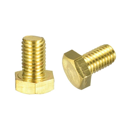 Brass Hex Bolts M12x20mm 2 Pack Fully Thread Grade 4.8 Machine Screws