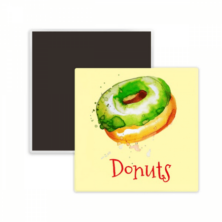 Watercolor Hand-painted Green Dessert Square Ceracs Fridge Magnet Keepsake Memento
