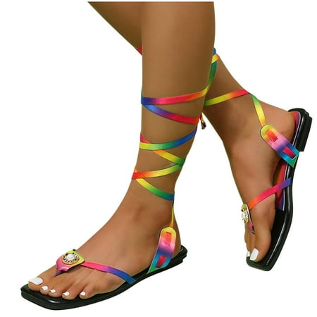 Lace Up Women Girls Sandals - Open Toe Wrap Ankle Strap Flat Slide Sandals - Comfortable Slip On Thong Strappy Spring Summer Shoes.
Lace Up Women Girls Sandals - Open Toe Wrap Ankle Strap Flat Slide Sandals - Comfortable Slip On Thong Strappy Spring Summer Shoes.