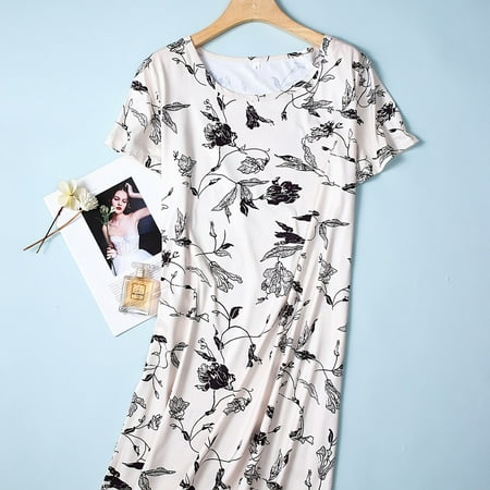 Leisure Floral Print Nightdress Round Collar Short Sleeve Loose Dress Casual Nightdress Women‘s Sleepwear
Leisure Floral Print Nightdress Round Collar Short Sleeve Loose Dress Casual Nightdress Women‘s Sleepwear