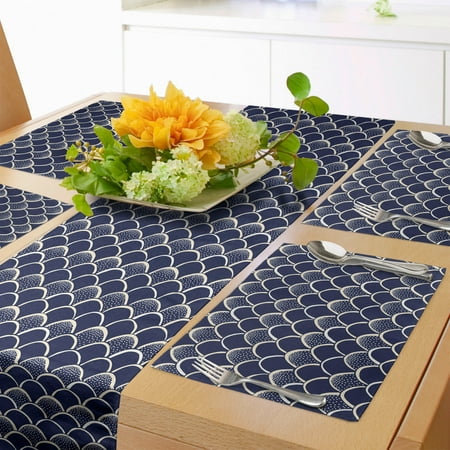 Abstract Table Runner & Placemats Hand Drawn Japanese Style Half Circles Along Spots and Dots Katazome Traditional Set for Dining Table Placemat 4 pcs + Runner 12 x90 Indigo Ivory by Ambesonne
Abstract Table Runner & Placemats Hand Drawn Japanese Style Half Circles Along Spots and Dots Katazome Traditional Set for Dining Table Placemat 4 pcs + Runner 12 x90 Indigo Ivory by Ambesonne
