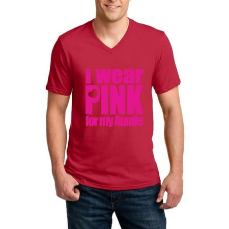 Cancer Awareness I Wear Pink For My Auntie Men V-Neck Shirts Ringspun
