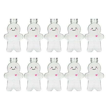 10pcs Christmas Bottles Xmas Gingerbread Man Candy Jars Juice Bottles 500ml