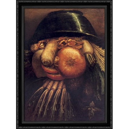 The Gardner 28x38 Large Black Ornate Wood Framed Canvas Art by Giuseppe Arcimboldo
