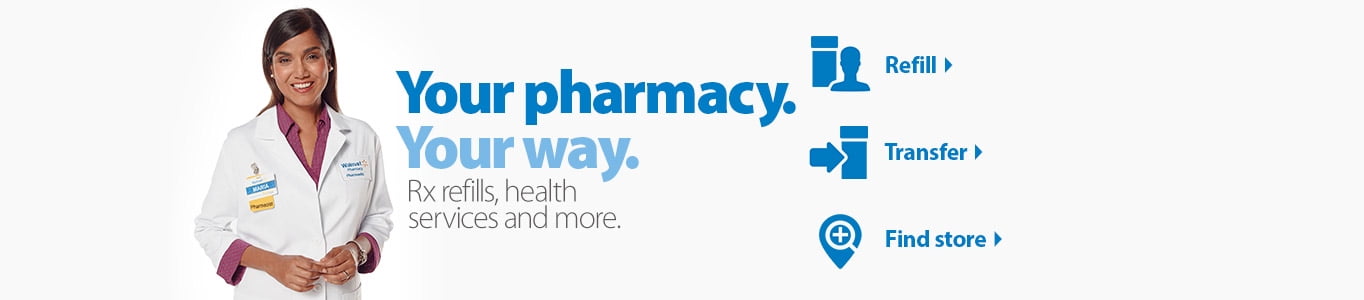 Your pharmacy. Your way. Rx refills, health services and more. Click refill. Click transfer. Click find a store.