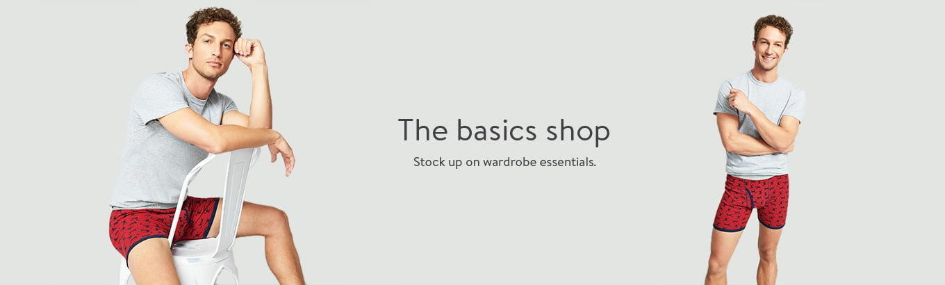 The basics shop. Stock up on wardrobe essentials. The basics shop. Stock up on wardrobe essentials.