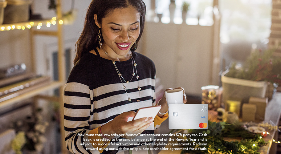 4% cash back. Shop Walmart.com for holiday rewards, 11/15/20-12/19/20. Up to $75 per year.* 4% cash back. Shop Walmart.com for holiday rewards, 11/15/20-12/19/20. Up to $75 per year.*