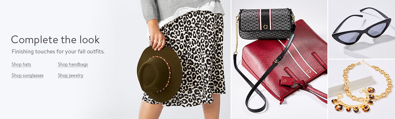 Complete the look. Finishing touches for your fall outfits. Shop hats. Shop handbags. Shop sunglasses. Shop jewelry. Complete the look. Finishing touches for your fall outfits. Shop hats. Shop handbags. Shop sunglasses. Shop jewelry.