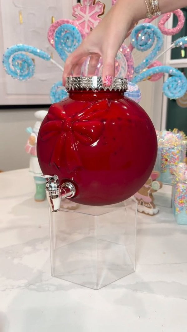 Ornament Dispenser Red Glass 1.5 Gallon Holiday Time - Walmart.com