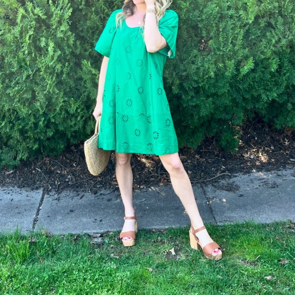 Free Assembly Women's Square Neck Eyelet Mini Dress with Short Sleeves,  Sizes XS-XXL - Walmart.com