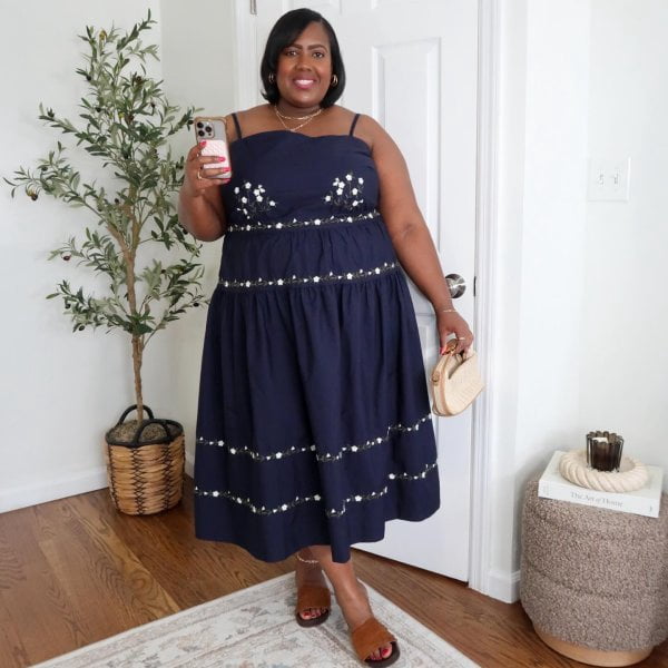 Free Assembly Women's and Women's Plus Embroidered Cotton Midi