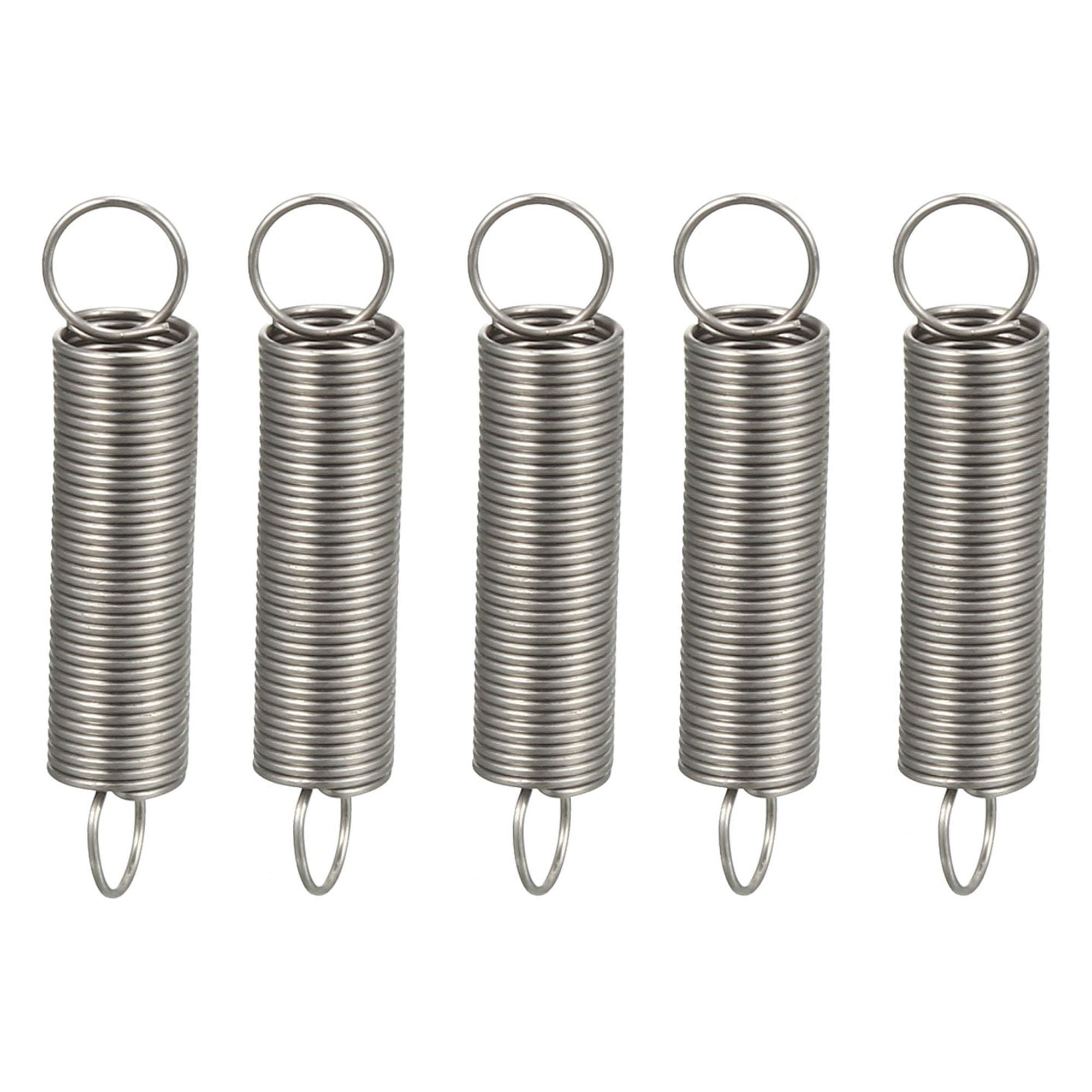 0 4x5x25mm Stainless Steel Small Dual Hook Tension Spring 5pcs