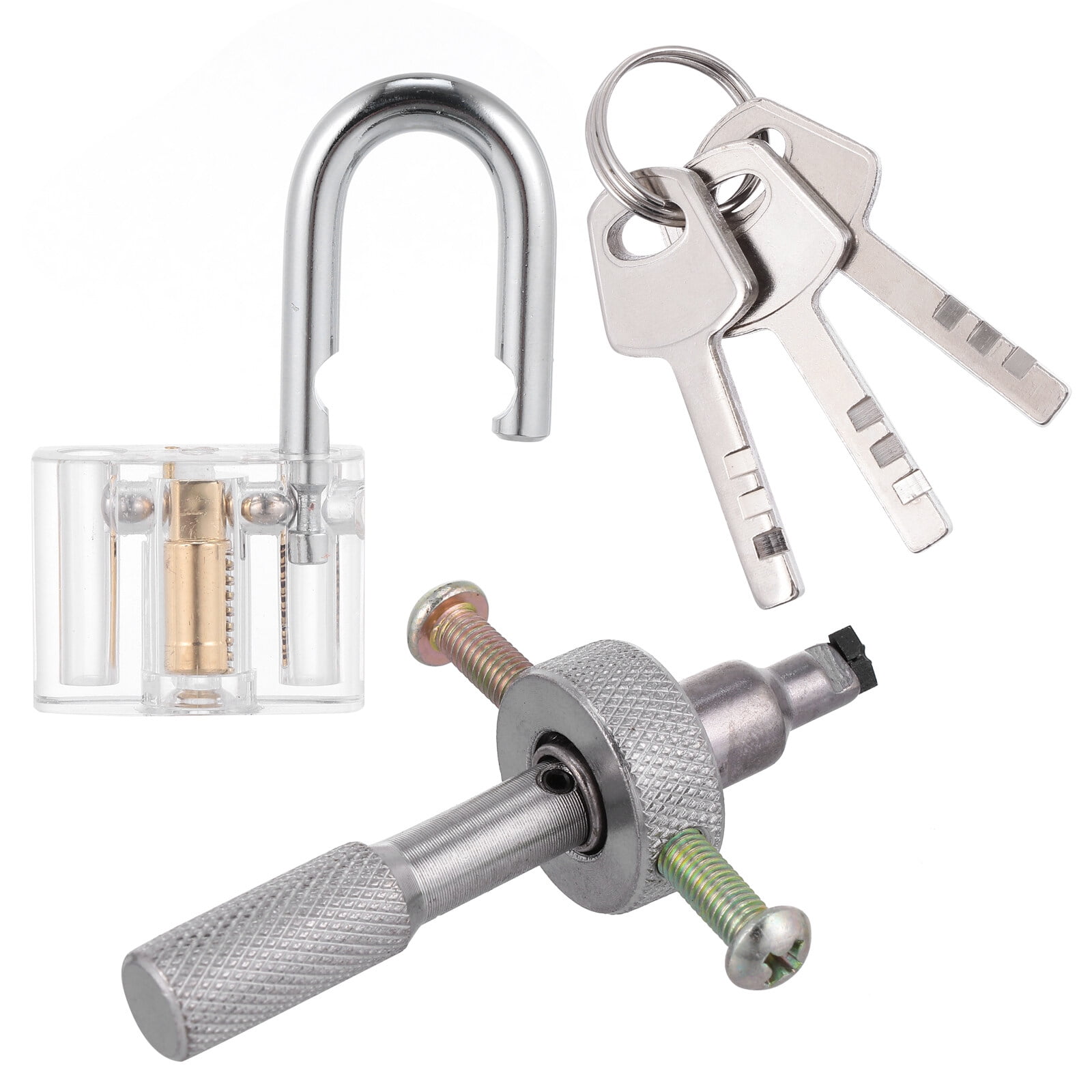 1 Set Transparent Visible Pick Cutaway Mini Practice Padlock Lock With