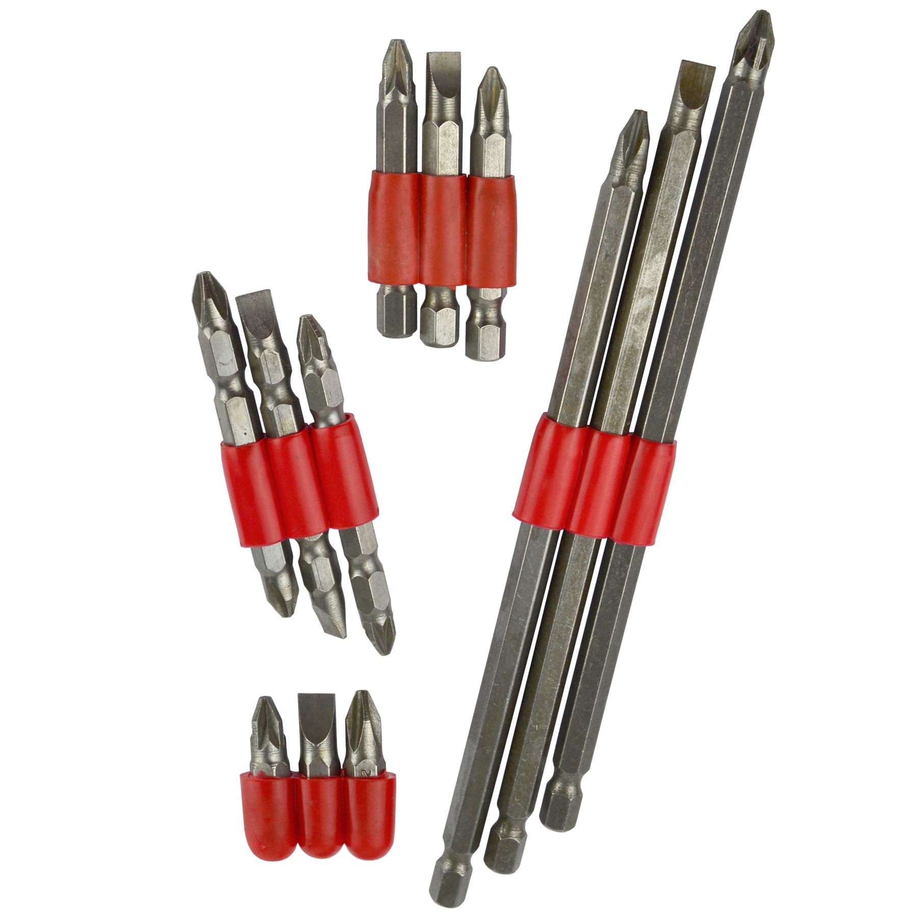 12pc Assorted Power Bit Set Philips Pozi Slotted Hex Screwdriver