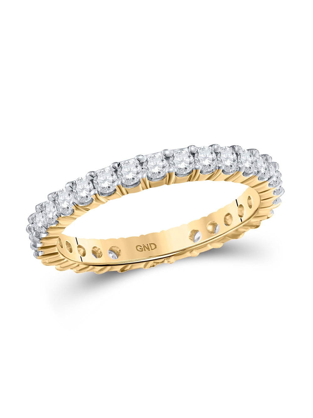 Kt Yellow Gold Womens Round Pave Set Diamond Eternity Wedding Band