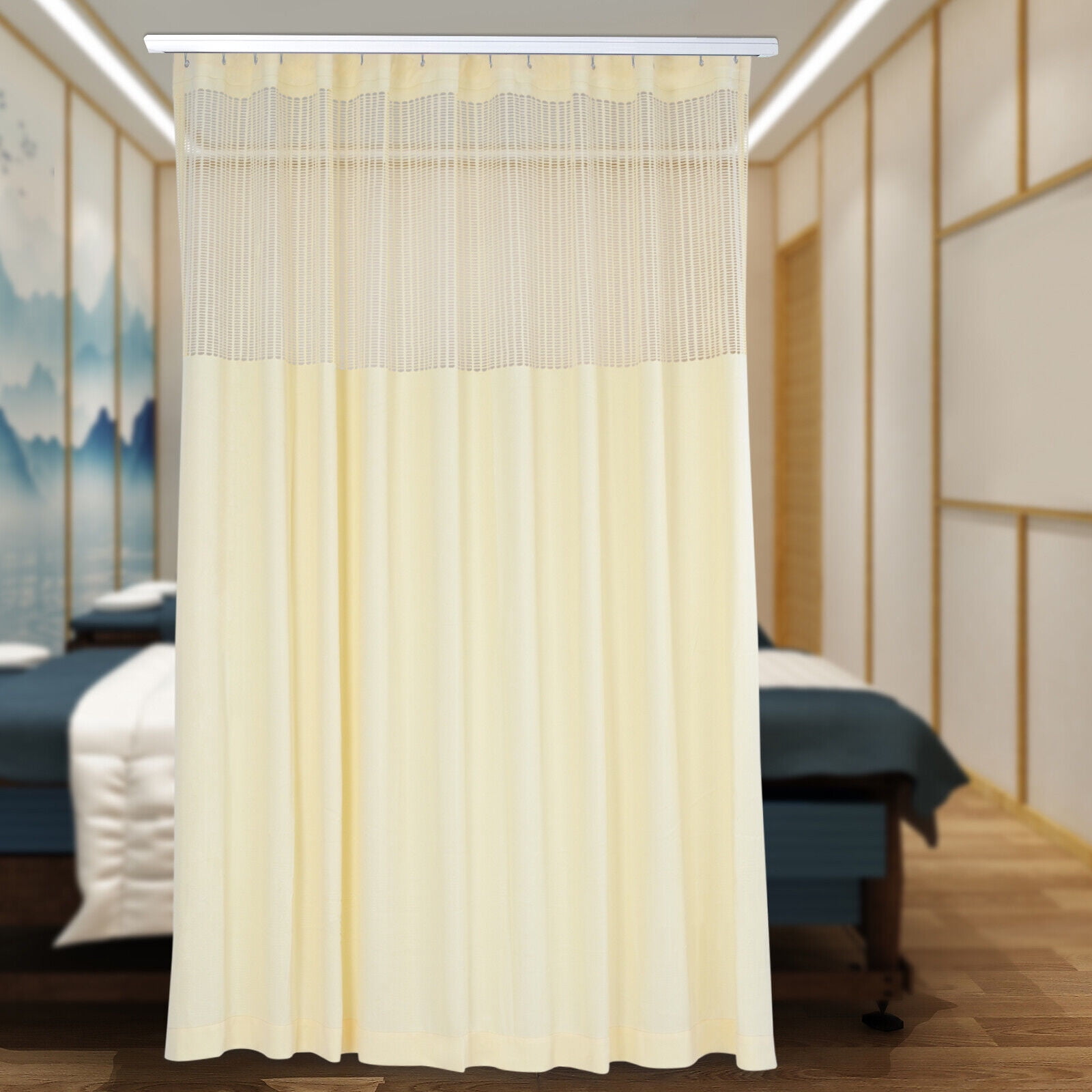 15 8ft Room Divider Curtain Privacy Cubicle Curtain With Mesh Top 9