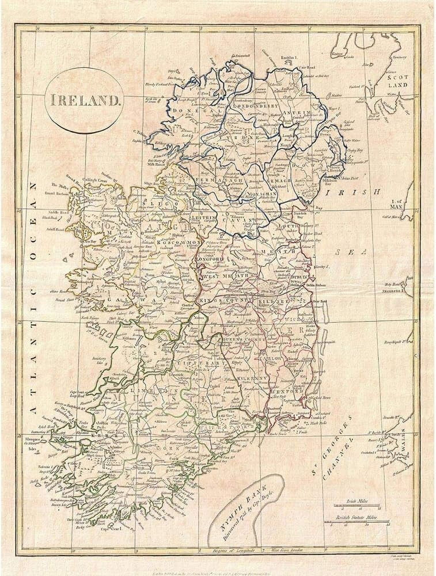 Clement Cruttwell Map Ireland Vintage Unframed Wall Art Print