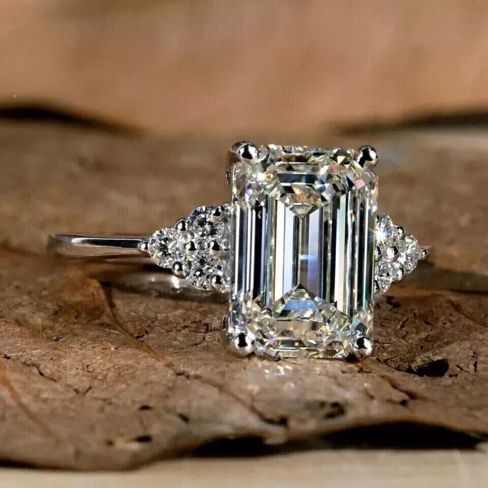 Ct Emerald Cut Lab Created Diamond Engagement Ring K White Gold