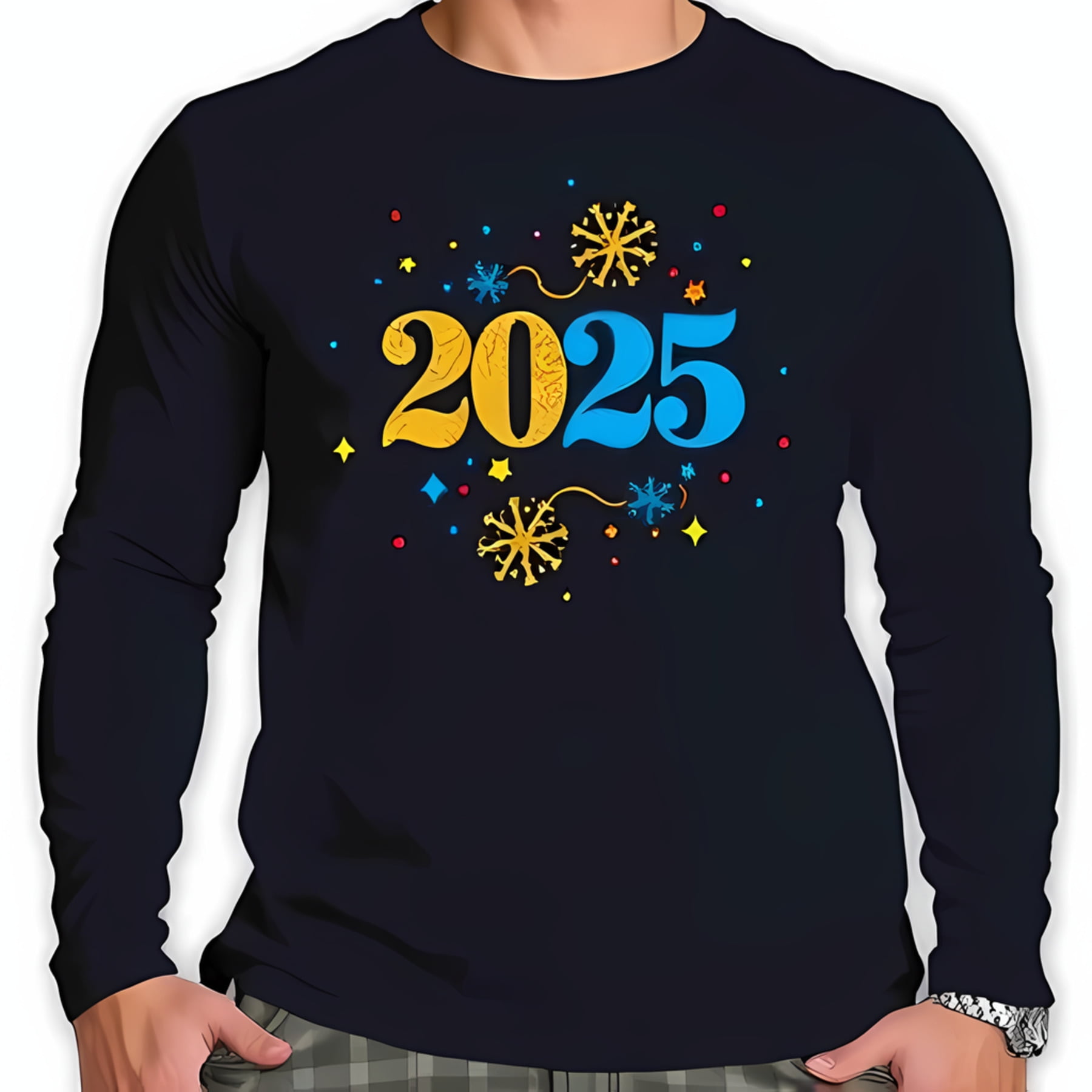 Celebration Long Sleeve T Shirt Blue With Golden Yellow Azure