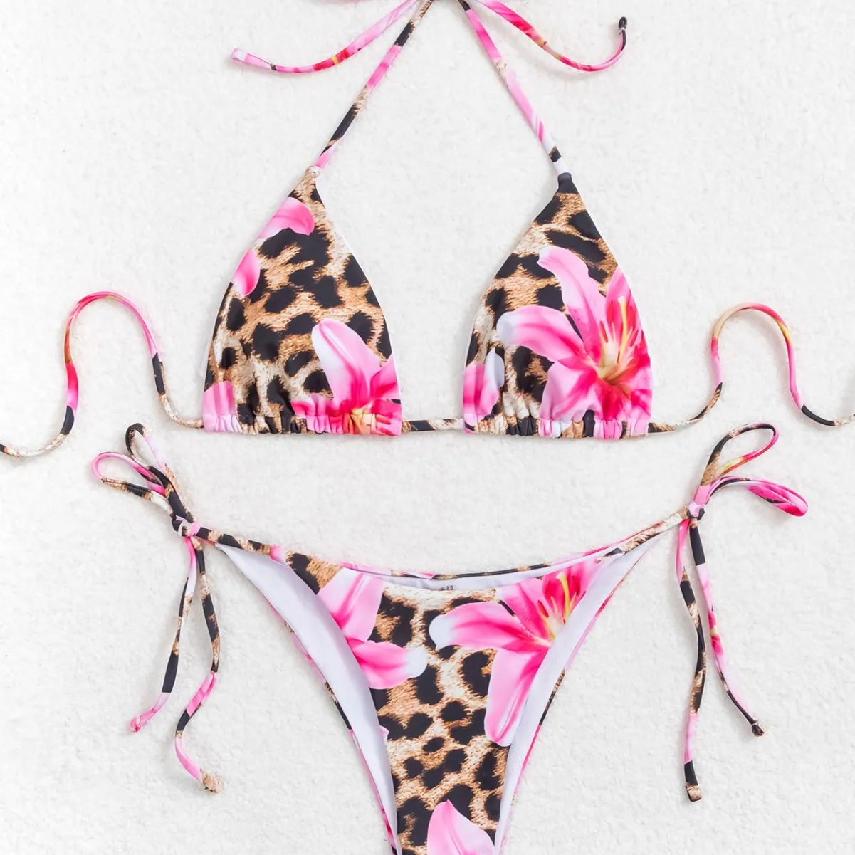 2025 New Summer Swimwear Bikini Set Sexy Print Backless Bikini 2 Piece