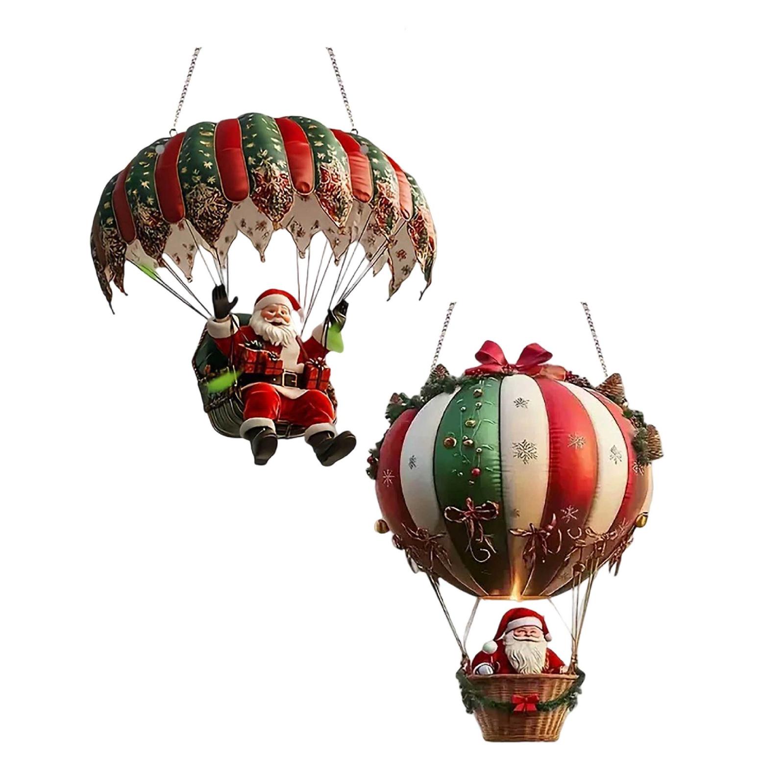 2D Acrylic Ornament Santa Hot Air Balloon Flat Acrylic Pendant