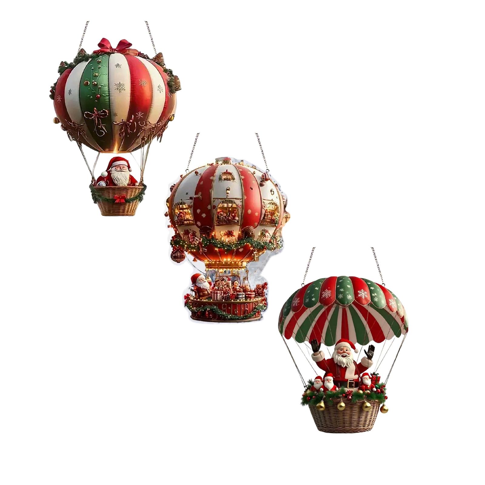 2D Acrylic Ornament Santa Hot Air Balloon Flat Acrylic Pendant