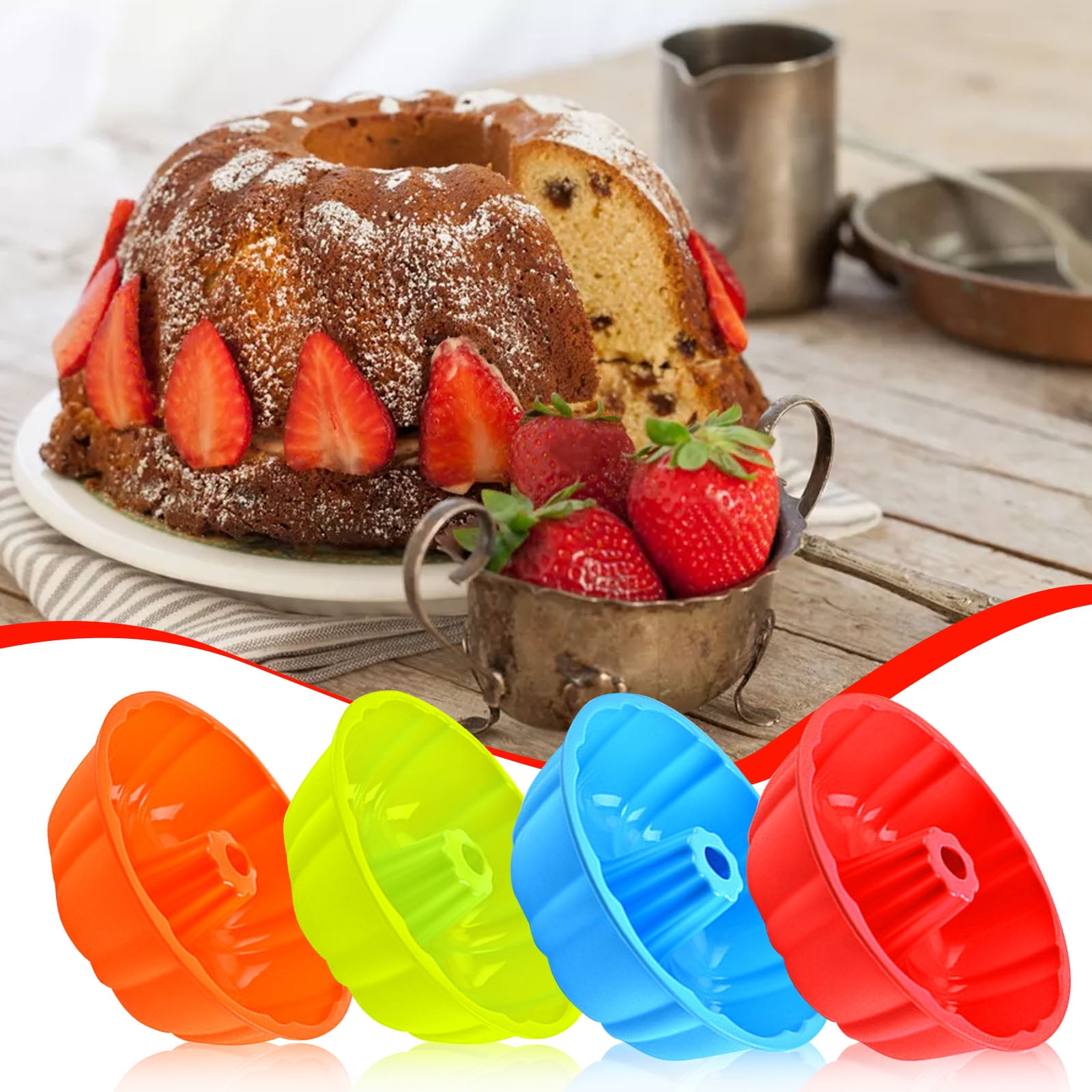 2pc Silicone Round Cake Pans Set Non Stick Easy Releasing Mini Cake