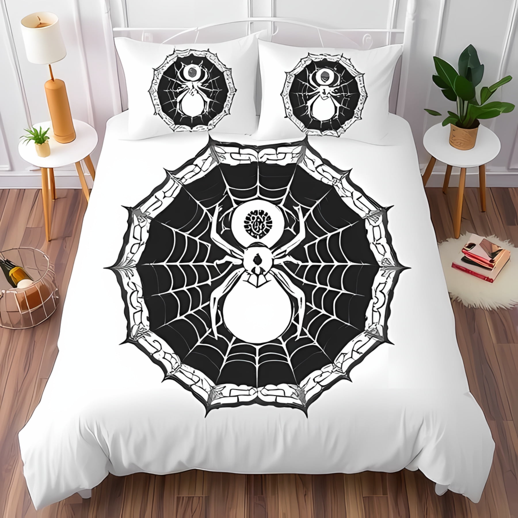 Piece Gothic Spider Duvet Cover Set With Intricate Web Design