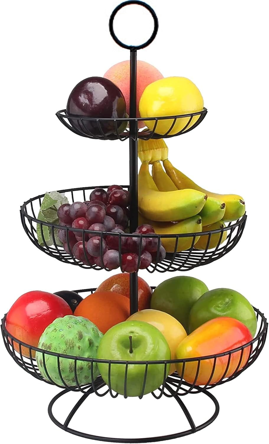 3 Tier Metal Floor Standing Fruit Home Storage Basket Easy Assembly